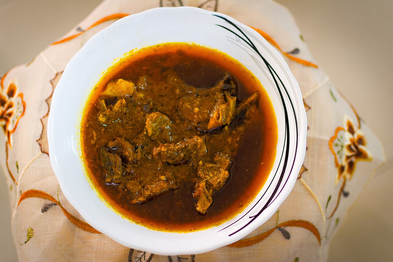 Rogan josh lamb curry in a bowl with rice