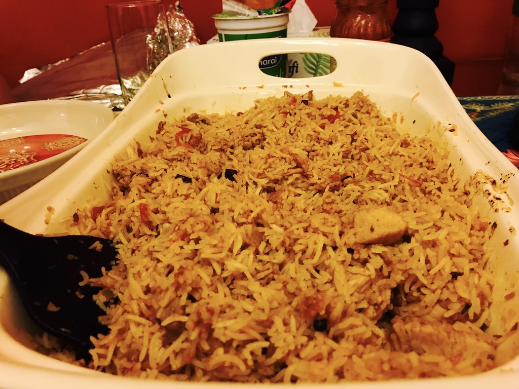 Hyderabadi dum biryani served in a clay pot